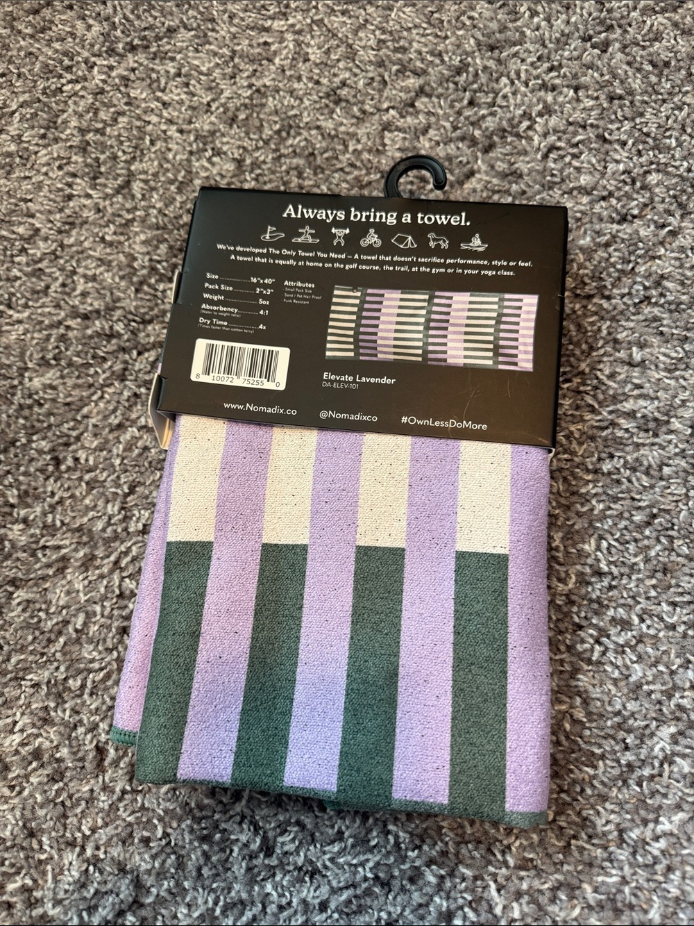 Nomadix Towel Striped Elevate Lavendar - Picture 3 of 4